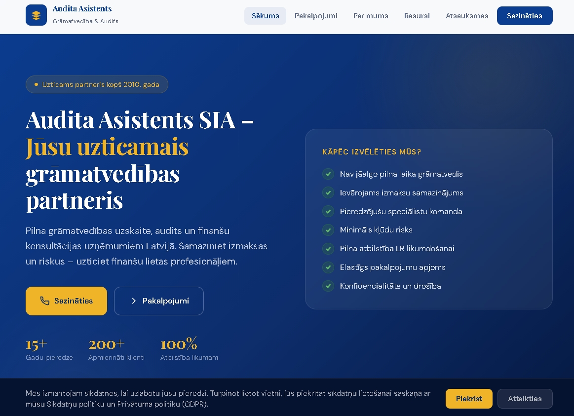 Audita Asistents mājaslapa